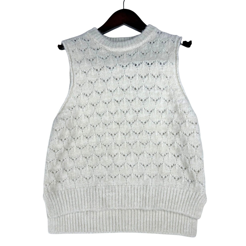 Universal Thread Sweater Vest Women XS Cream Pointelle Knit Cottagecore Preppy